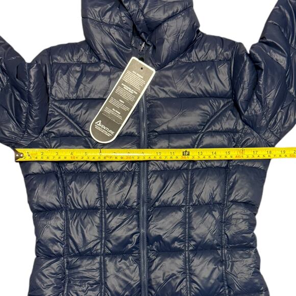 Adventure Blue Ultra Light Down Long Hooded Jacket Size X-Small - Picture 5 of 6